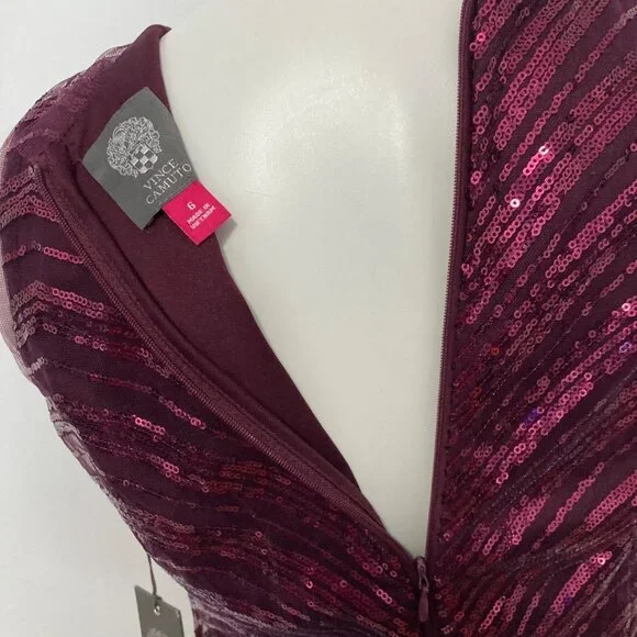 Vince Camuto burgundy sequin mini dress size 6 - Picture 6 of 8